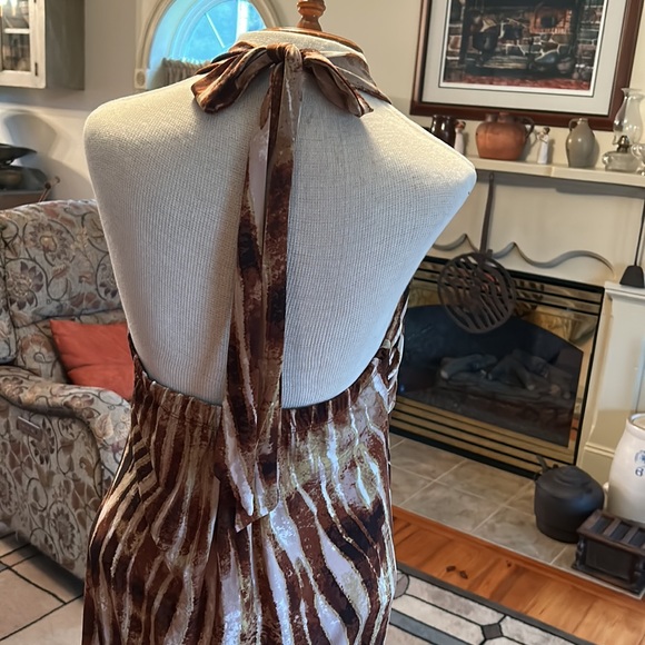 Roulette Animal Stripe Full Length Halter Dress - Picture 3 of 4